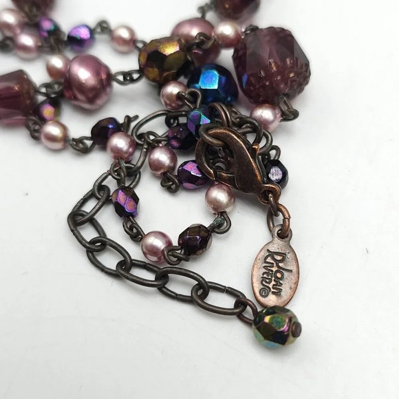 Joan Rivers Multi-Bead Necklace With Purple Pink Blue Glass Beads 37 Inches - Picture 4 of 5